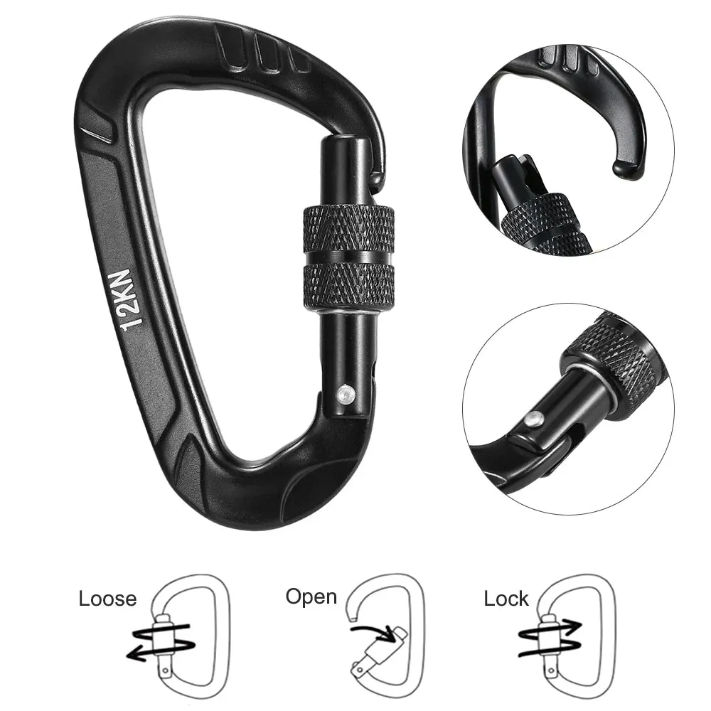 4pcs 12KN Wiregate Carabiner Hiking Climbing Carabiner Spring Buckle Clip Lightweight Hammock Swing Clip Outdoor Tool Equipment