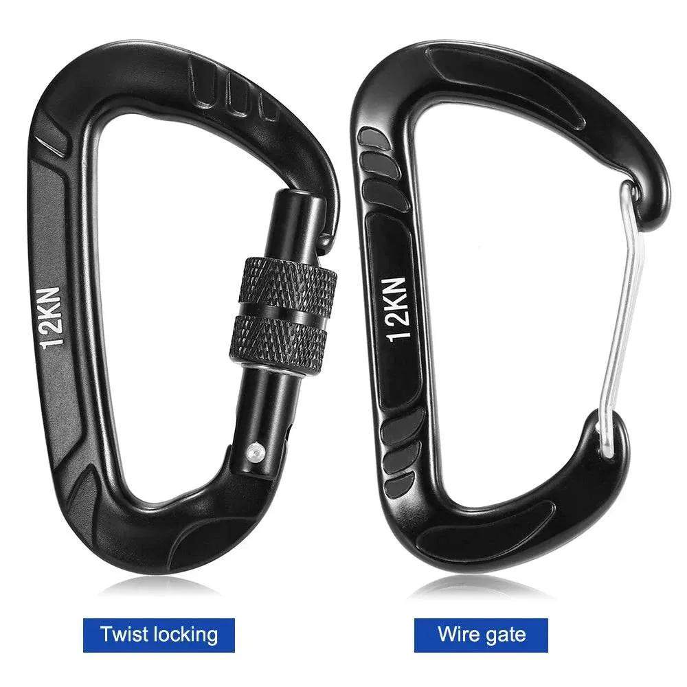 4pcs 12KN Wiregate Carabiner Hiking Climbing Carabiner Spring Buckle Clip Lightweight Hammock Swing Clip Outdoor Tool Equipment