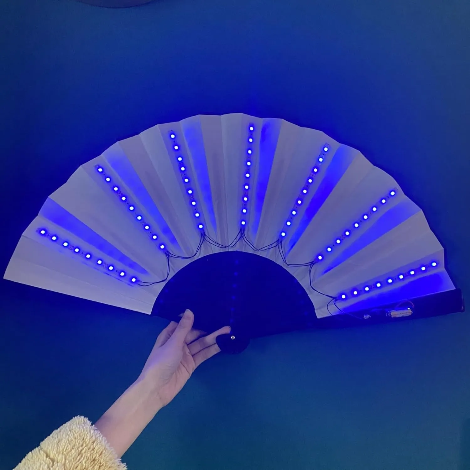Boots on The Ground Hand Fan, LED Light Up Folding Fan Large Glowing Rave Dance Fan Handheld Clack Fan for Line Dancing,Stage Performances