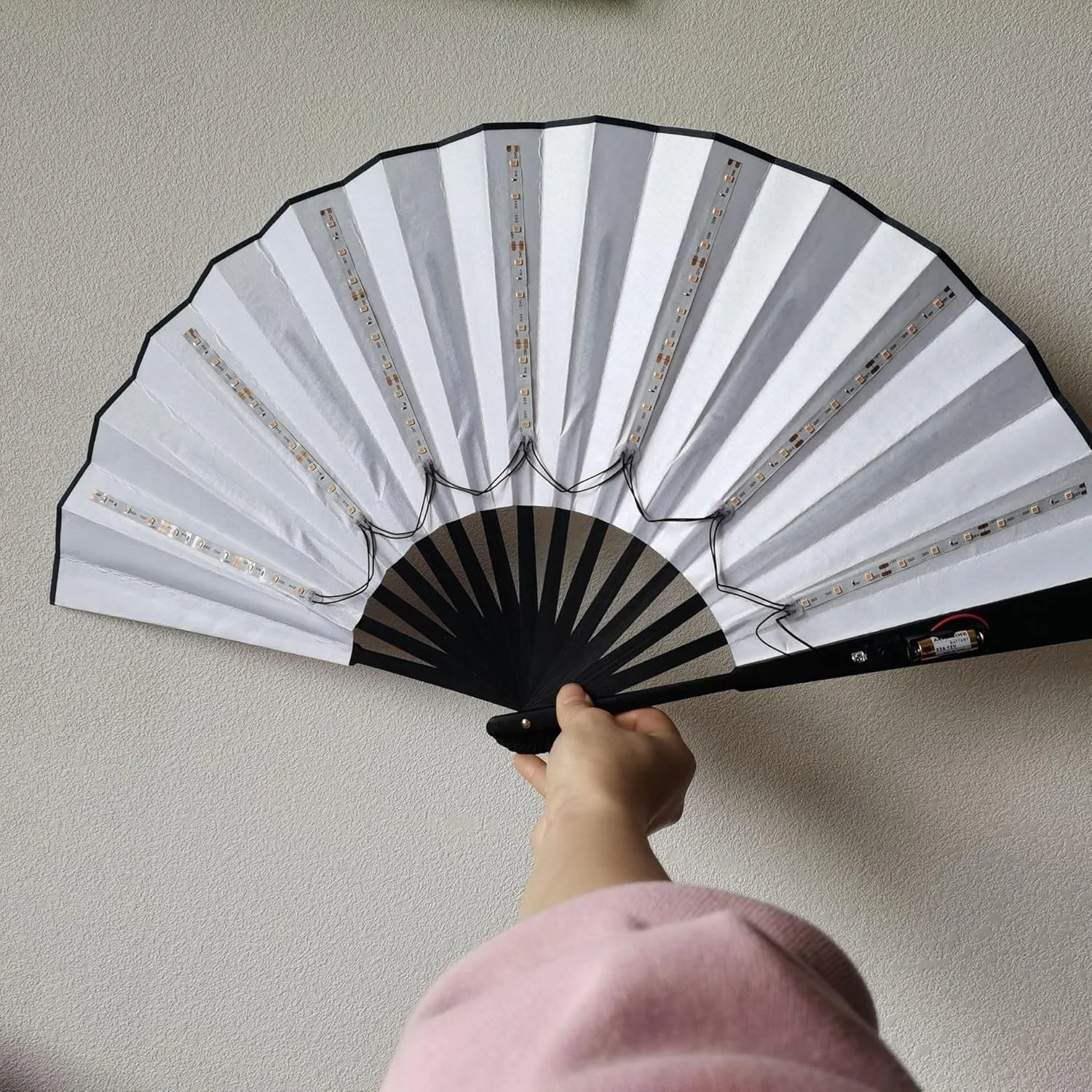 Boots on The Ground Hand Fan, LED Light Up Folding Fan Large Glowing Rave Dance Fan Handheld Clack Fan for Line Dancing,Stage Performances