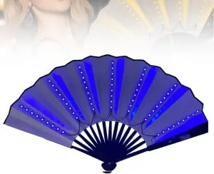 Boots on The Ground Hand Fan, LED Light Up Folding Fan Large Glowing Rave Dance Fan Handheld Clack Fan for Line Dancing,Stage Performances