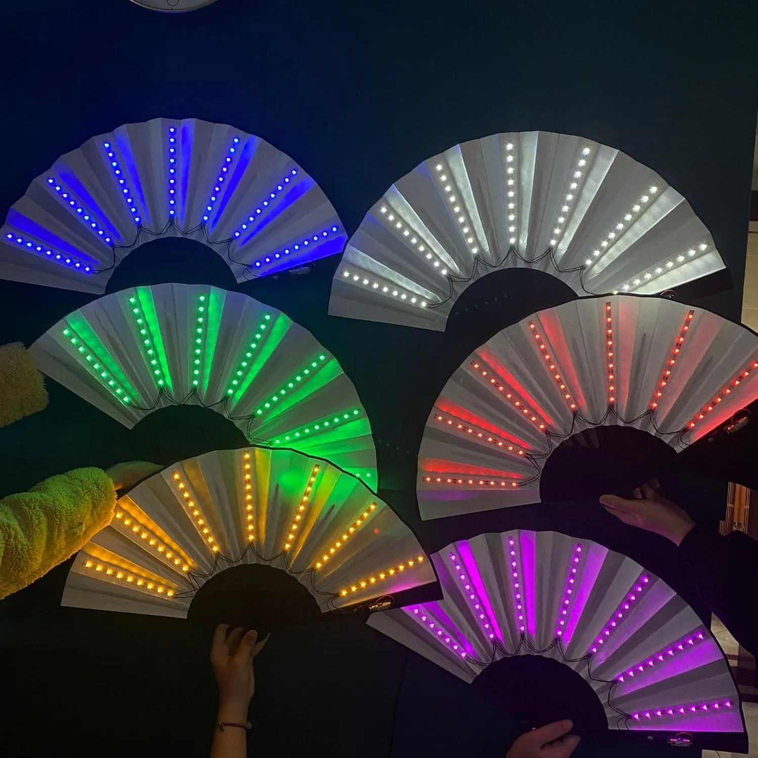 Boots on The Ground Hand Fan, LED Light Up Folding Fan Large Glowing Rave Dance Fan Handheld Clack Fan for Line Dancing,Stage Performances
