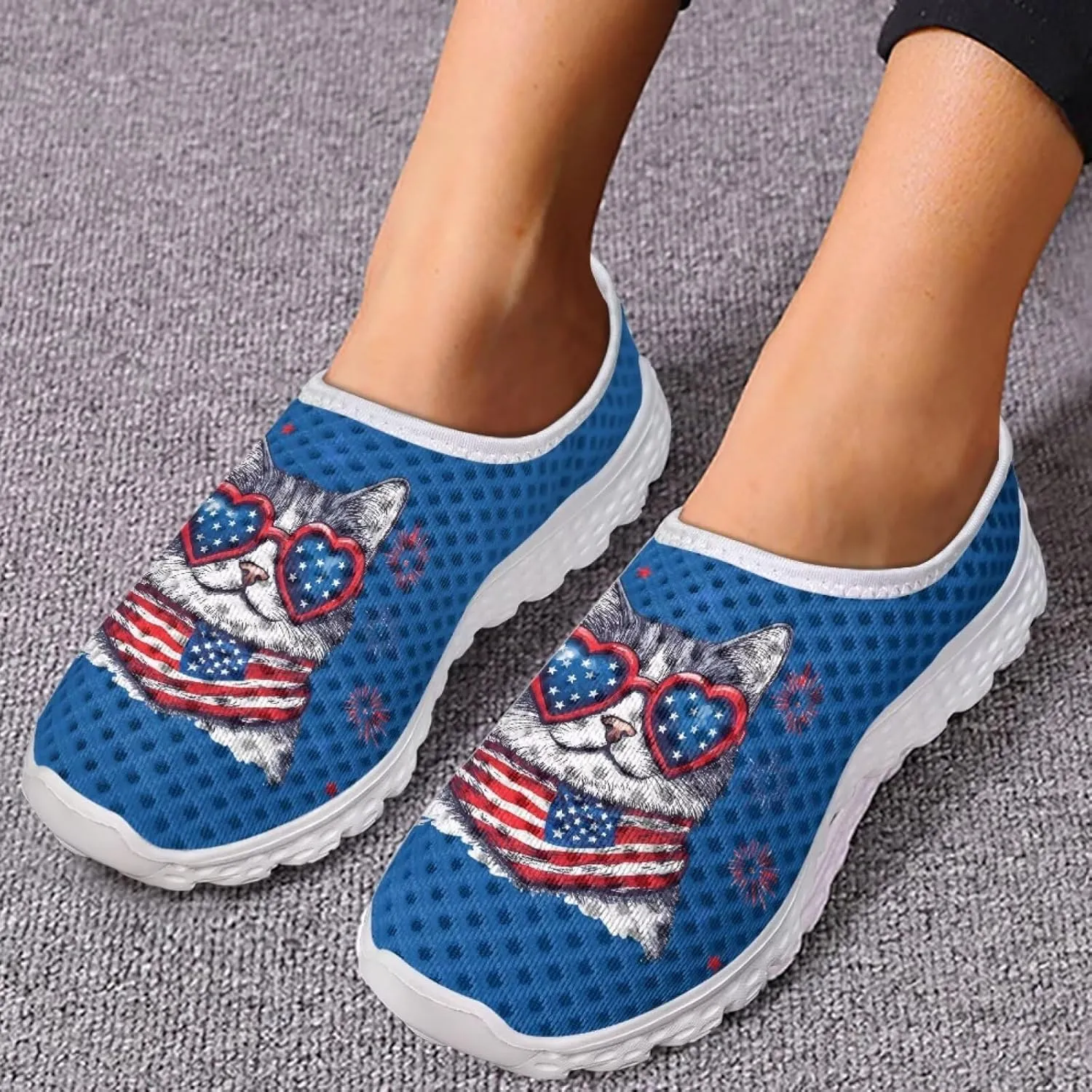 Coloranimal Lightweight Summer Beach Water Flats Womens Slip on Sneakers US5-12