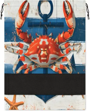 Crab Starfish Anchor Shoe Bag for Travel Foldable Sport Shoe Storage Packing Organizer Golf Gym Dance Pointe Shoe Bags With Zipper Unisex Shoe Pouch For Men & Women