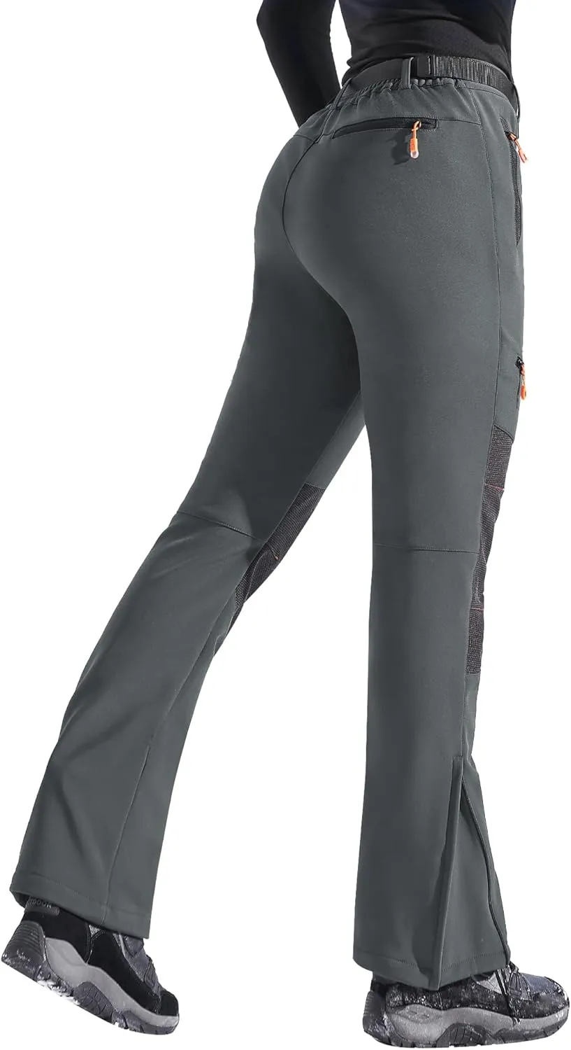 Ewedoos Snow Pants Womens Ski Pants Waterproof Insulate Softhell Fleece Lined Winter Hiking Snowboard Zipper Bottom Leg