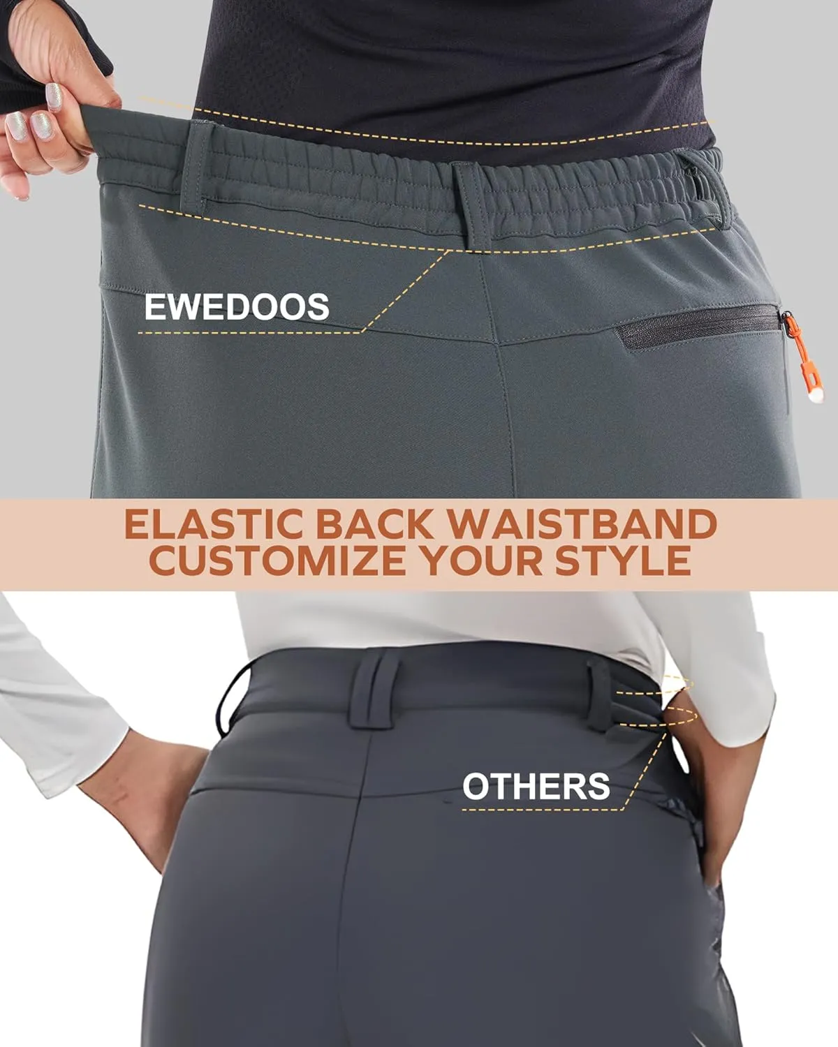Ewedoos Snow Pants Womens Ski Pants Waterproof Insulate Softhell Fleece Lined Winter Hiking Snowboard Zipper Bottom Leg