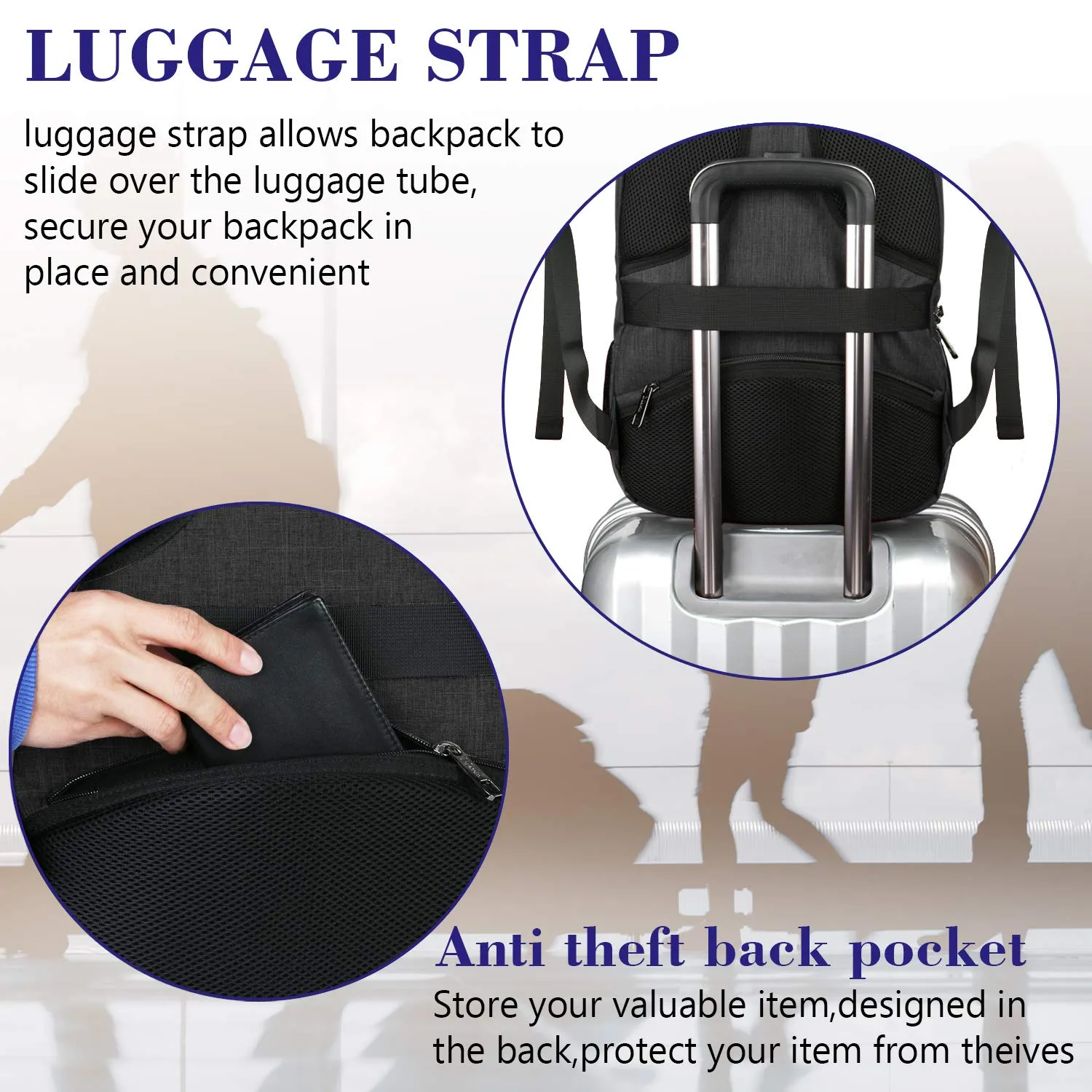 Extra Large Backpack,TSA Friendly College School Bookbags with Laptop Compartment Fit 17Inch Notebook for Boy & Girl,Anti Theft USB Travel Work Rucksack with Luggage Sleeve-Black, Matein