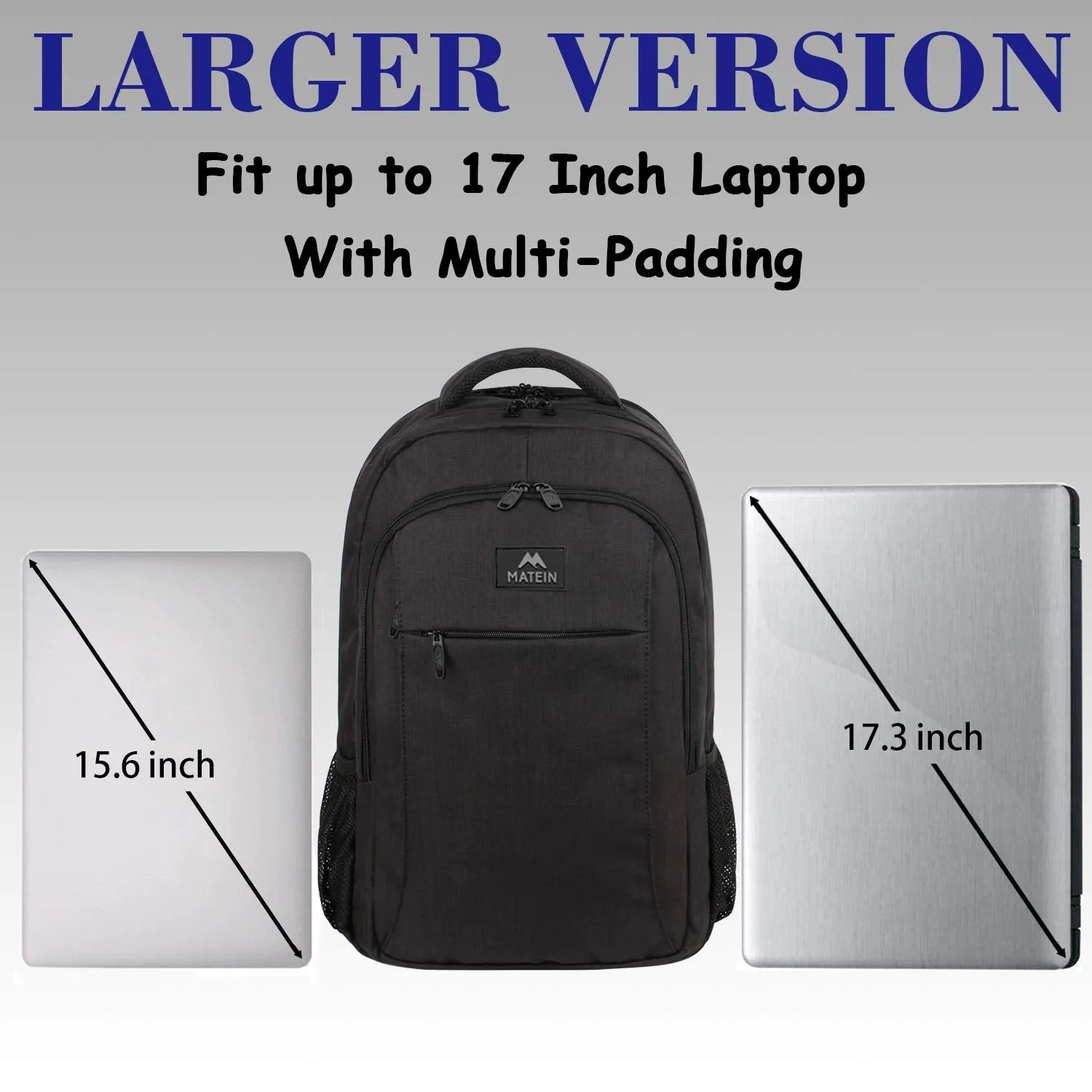 Extra Large Backpack,TSA Friendly College School Bookbags with Laptop Compartment Fit 17Inch Notebook for Boy & Girl,Anti Theft USB Travel Work Rucksack with Luggage Sleeve-Black, Matein