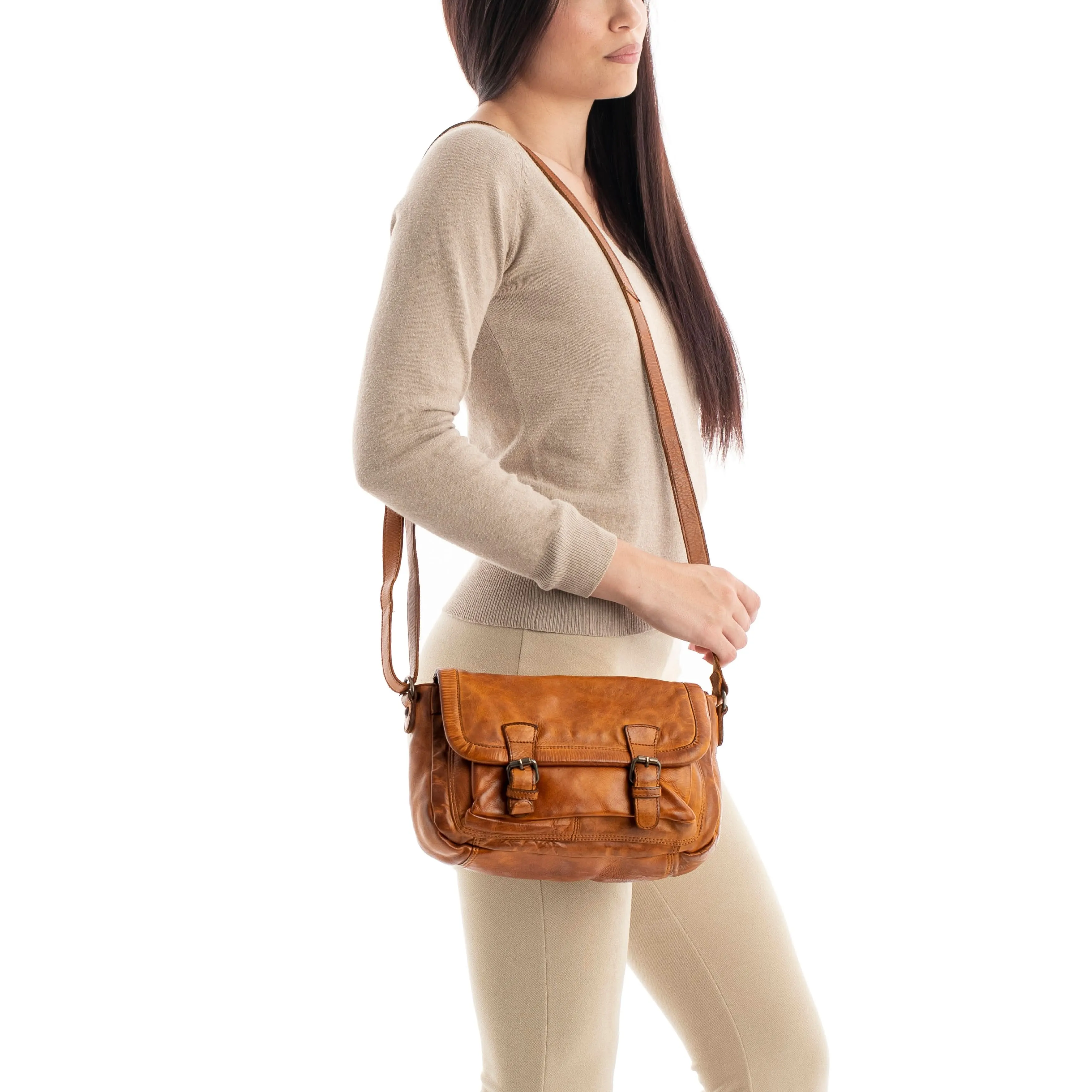 Gianni Conti Virna Vintage Brown Leather Shoulder Bag