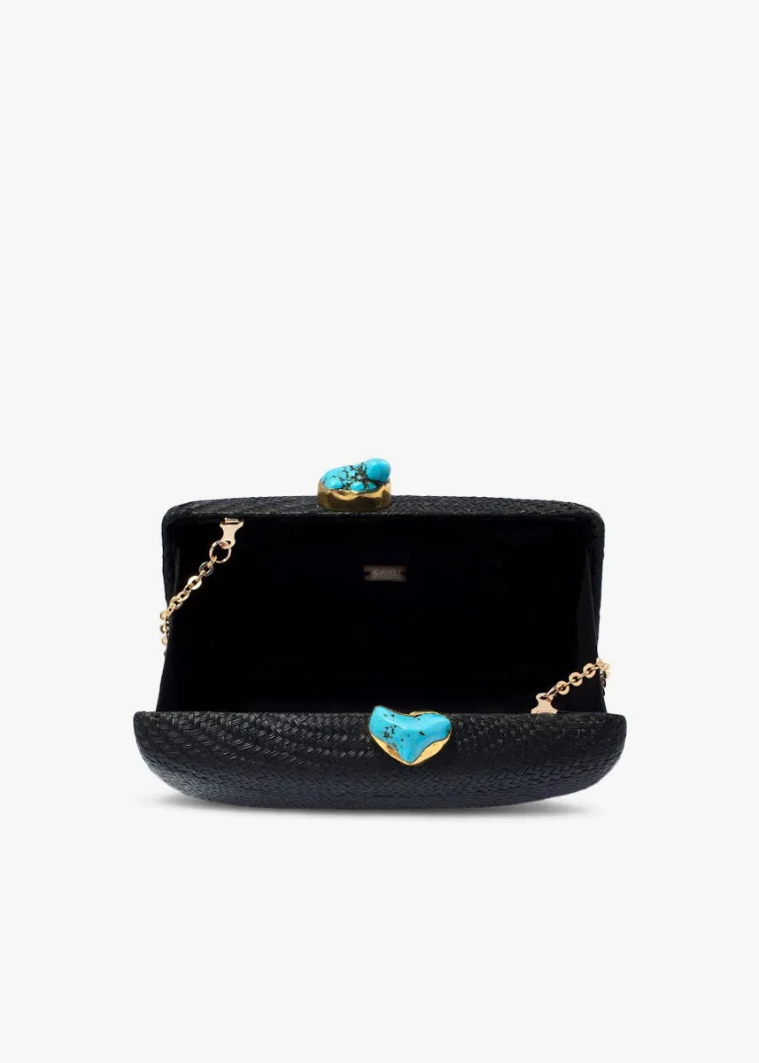 Jen clutch with turquoise stone