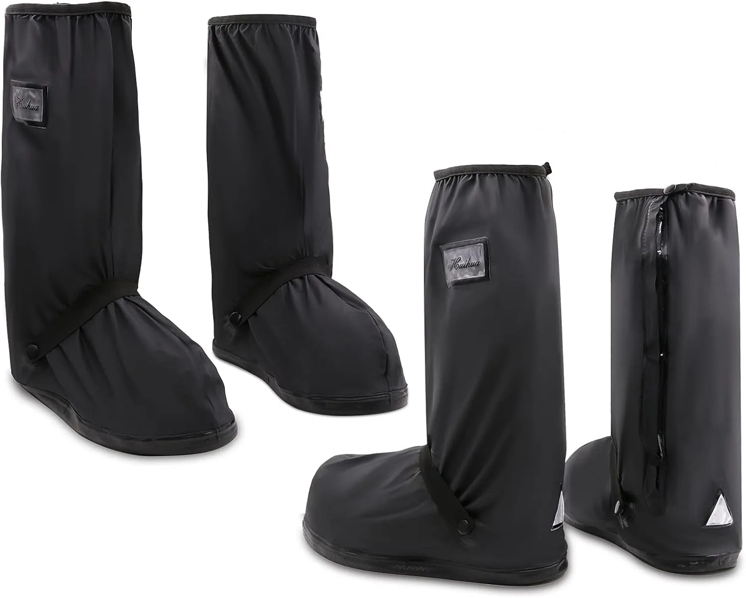 MAGICDESIGN 2 Pair Black Waterproof Shoes Covers, Motorcycle rain Gear for Men, Anti- Snow Rain Boot Covers with Reflector, Suitable for Gardening, Motorcycle, Cycling, Raining Day.