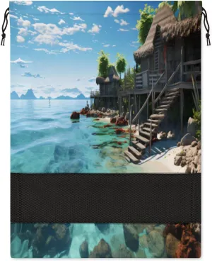 Ocean Beach Summer Print Shoe Bag for Travel Foldable Sport Shoe Storage Packing Organizer Golf Gym Dance Pointe Shoe Bags With Zipper Unisex Shoe Pouch For Men & Women