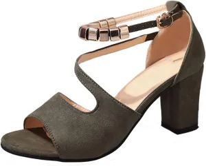 Round Open Toe Heeled Sandals For Women Mid Heels Slip-on Dress Wedding Party Satin Dress Shoes For Party Banquet