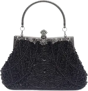 Vintage floral leaf beads sequins evening bag Elegant Clutch for Women for Brides, Proms, Parties, and Formal