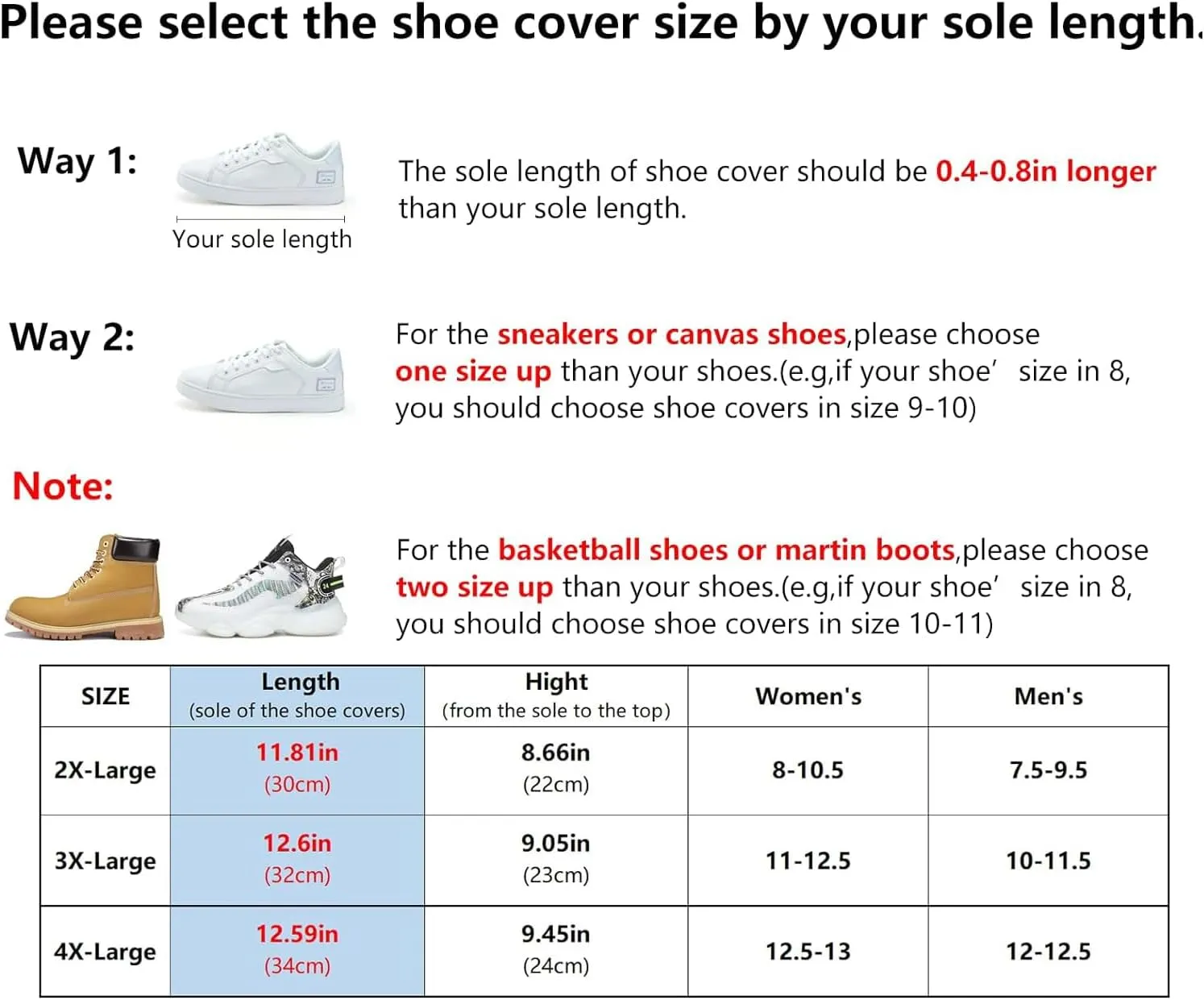 Waterproof Shoe Covers for Rain and Snow - Reusable, Portable and Foldable - Ideal for Travel, Cycling, Hiking, Fishing and Outdoor Activities