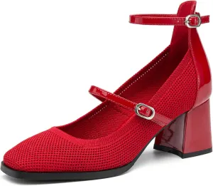 Women's Vintage Patent Chunky Heeled Mary Jane Pumps