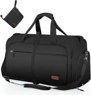 Ytonet Garment Bags for Travel, Foldable Garment Duffle Bags for Women men, Convertible Travel Garment Bag with Shoe Compartment, 2 in 1 Hanging Suitcase Suit Water Resistant Weekender Bag, Black